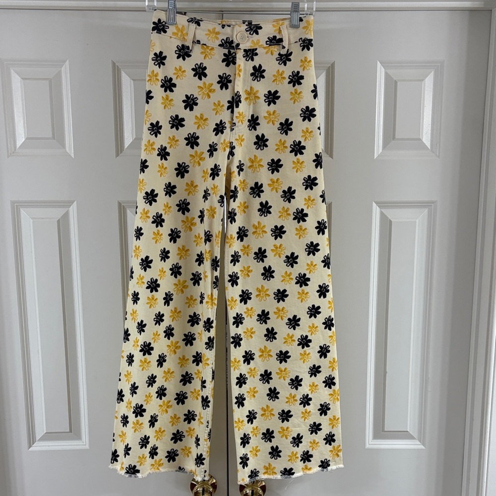 *Rare* Zara The Marine Straight Floral Print Wide-Leg Pants. Great condition!